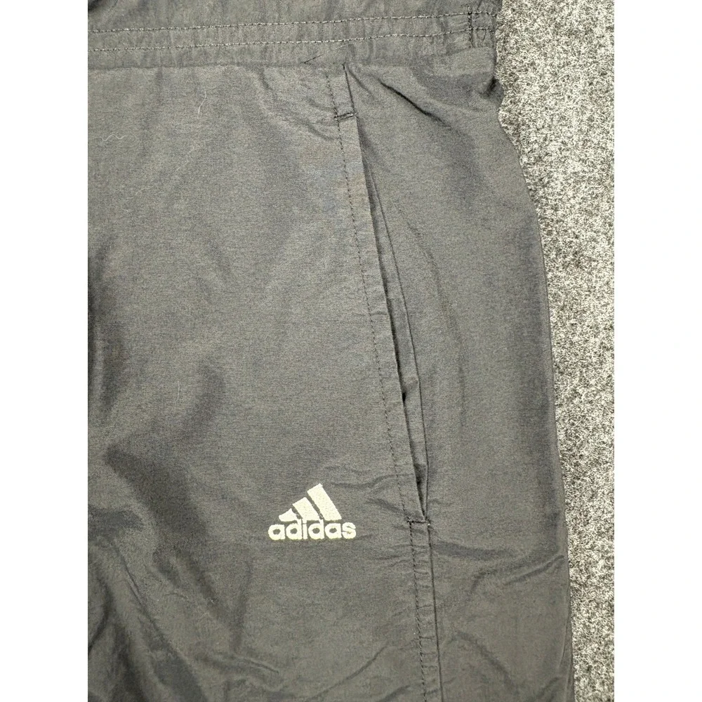 Adidas Mens Large Gray Windbreaker Track Pants Mesh Lined 3 Stripe Zip Ankle